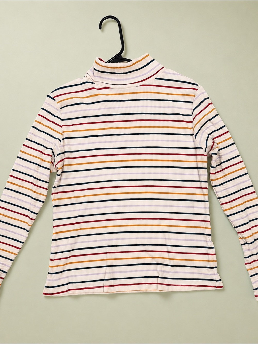 Old Navy Ribbed Striped Turtleneck Top Multicolor Size L